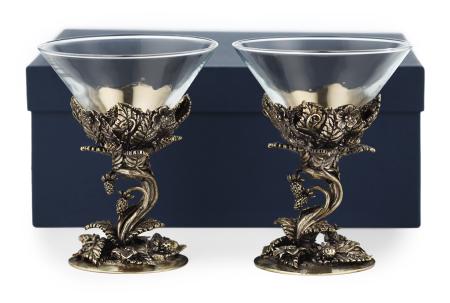 БОКАЛ ДЛЯ МАРТИНИ "ЗЕМЛЯНИКА" ЛАТУННЫЙ 2 ШТ.