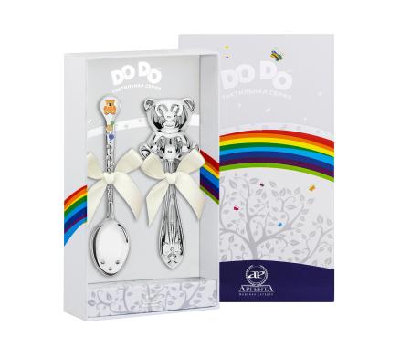 ДЕТСКИЙ НАБОР: ЛОЖКА И ПОГРЕМУШКА ДО-ДО "МЕДВЕЖОНОК" №2 – АРГЕНТА