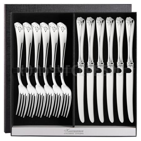 СЕРЕБРЯНЫЙ СТОЛОВЫЙ НАБОР "ANTIQUE" (6 ВИЛОК, 6 НОЖЕЙ) – SOKOLOV