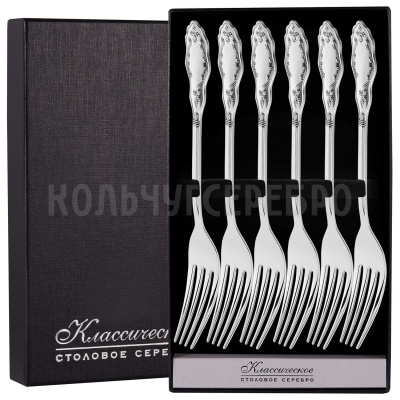 СЕРЕБРЯНЫЙ СТОЛОВЫЙ НАБОР "ВОСТОК" №12 (6 ВИЛОК) - МСТЕРСКИЙ ЮВЕЛИР