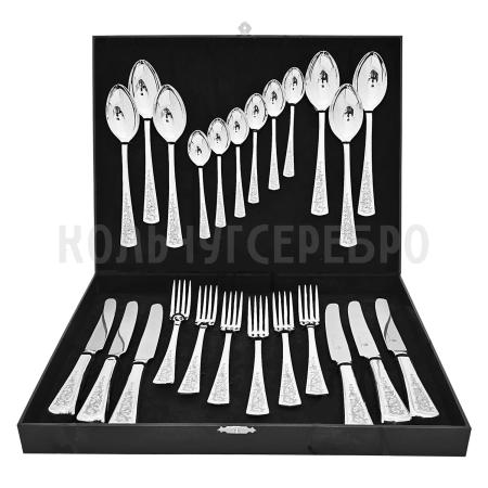 СЕРЕБРЯНЫЙ СТОЛОВЫЙ НАБОР "СТИЛЬ" (24 ПРЕДМЕТА) – КРАСНАЯ ПРЕСНЯ