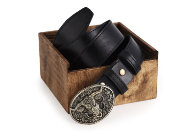 КОЖАНЫЙ РЕМЕНЬ "БЫК" ЧЕРНЫЙ