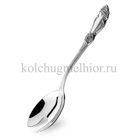 ВИЛКА ДЛЯ САЛАТА ИЗ МЕЛЬХИОРА "РОЗА" С ЧЕРНЕНИЕМ – КОЛЬЧУГИНСКИЙ МЕЛЬХИОР