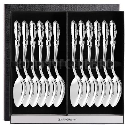 СТОЛОВЫЙ НАБОР ИЗ МЕЛЬХИОРА "ЛИРА" (12 ЛОЖЕК) – КОЛЬЧУГИНСКИЙ МЕЛЬХИОР