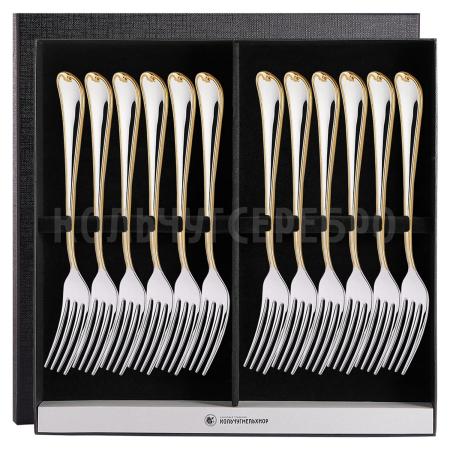 СТОЛОВЫЙ НАБОР ИЗ МЕЛЬХИОРА "ГРАЦИЯ" №8 С ПОЗОЛОТОЙ (12 ВИЛОК) – МСТЕРСКИЙ ЮВЕЛИР