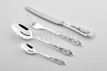 СЕРЕБРЯНЫЙ СТОЛОВЫЙ НАБОР "ПРАЗДНИЧНЫЙ" С ЧЕРНЕНИЕМ (24 ПРЕДМЕТА) - СЕВЕРНАЯ ЧЕРНЬ