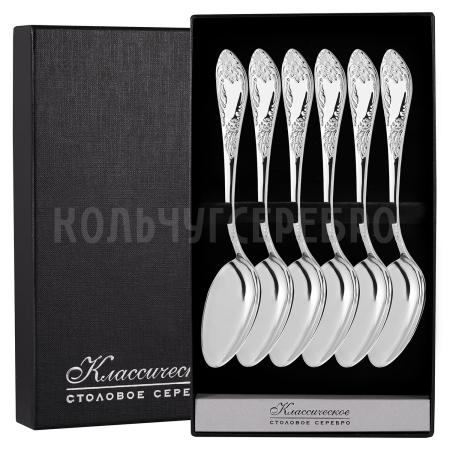 СЕРЕБРЯНЫЙ ДЕСЕРТНЫЙ НАБОР "ИМПЕРАТОРСКИЙ" М-12 (6 ДЕСЕРТНЫХ ЛОЖЕК) – ПАВЛОВСКИЙ ЗАВОД