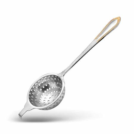 СЕРЕБРЯНОЕ СИТЕЧКО ДЛЯ ЧАЯ "АМПИР" С ПОЗОЛОТОЙ – КРАСНАЯ ПРЕСНЯ