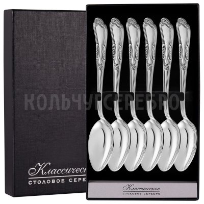СЕРЕБРЯНЫЙ ДЕСЕРТНЫЙ НАБОР "ВИЗАНТИЯ" №22 (6 ДЕСЕРТНЫХ ЛОЖЕК) - МСТЕРСКИЙ ЮВЕЛИР