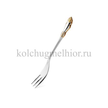 ВИЛКА ДЛЯ ФРУКТОВ ИЗ МЕЛЬХИОРА "РОЗА" С ПОЗОЛОТОЙ – КОЛЬЧУГИНСКИЙ МЕЛЬХИОР