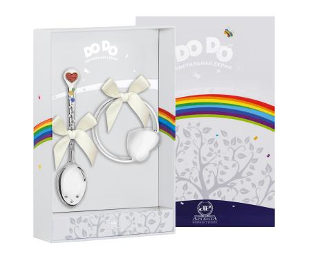 ДЕТСКИЙ НАБОР: ЛОЖКА И ПОГРЕМУШКА ДО-ДО "СЕРДЦЕ" №5 – АРГЕНТА