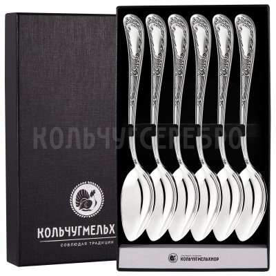 СТОЛОВЫЙ НАБОР ИЗ МЕЛЬХИОРА "ГЛОРИЯ" С ЧЕРНЕНИЕМ (6 ЛОЖЕК) – МСТЕРСКИЙ ЮВЕЛИР