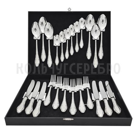 СЕРЕБРЯНЫЙ СТОЛОВЫЙ НАБОР "АФРОДИТА" С ЧЕРНЕНИЕМ (24 ПРЕДМЕТА) - МСТЕРСКИЙ ЮВЕЛИР
