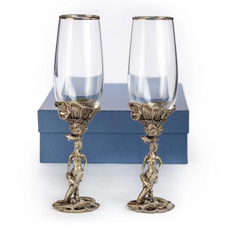 БОКАЛ ДЛЯ ШАМПАНСКОГО "РУСАЛКА" ЛАТУННЫЙ 2 ШТ