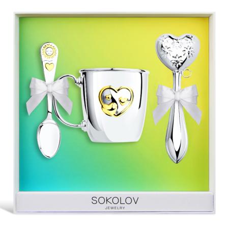 ДЕТСКИЙ НАБОР "СЕРДЦЕ" С ПОЗОЛОТОЙ (КРУЖКА, ЛОЖКА, ПОГРЕМУШКА) – SOKOLOV ДЕТСКИЙ НАБОР "СЕРДЦЕ" С ПОЗОЛОТОЙ (КРУЖКА, ЛОЖКА, ПОГРЕМУШКА) – SOKOLOV