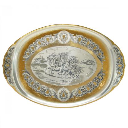 СЕРЕБРЯНЫЙ ПОДНОС "ТРОЙКА" АРТ. 40240049В06 – СЕВЕРНАЯ ЧЕРНЬ