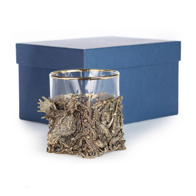 СТАКАН ДЛЯ ВИСКИ "РУССКИЙ ЛЕС - ЛОСЬ" ЛАТУННЫЙ