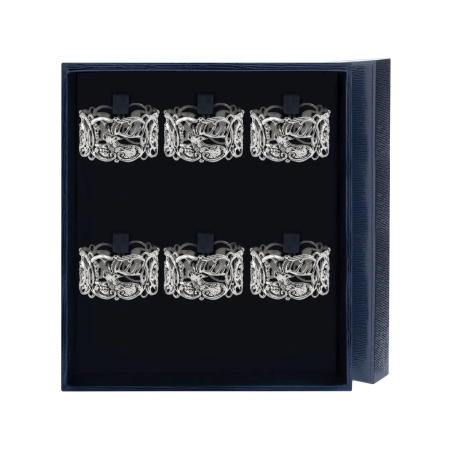 НАБОР СЕРЕБРЯНЫХ КОЛЕЦ ДЛЯ САЛФЕТОК "КОРОЛЕВСКАЯ ОХОТА" – АРГЕНТА