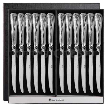 СТОЛОВЫЙ НАБОР ИЗ МЕЛЬХИОРА "№11" С ЧЕРНЕНИЕМ (12 НОЖЕЙ) – МСТЕРСКИЙ ЮВЕЛИР