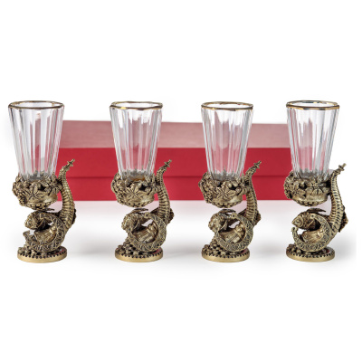 ЛАФИТНИК ДЛЯ ВОДКИ "РОГ ИЗОБИЛИЯ" ЛАТУННЫЙ 4 ШТ