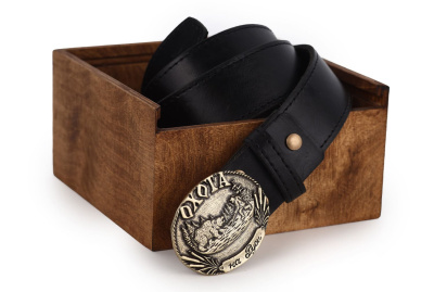 КОЖАНЫЙ РЕМЕНЬ "ОХОТА" ЧЕРНЫЙ