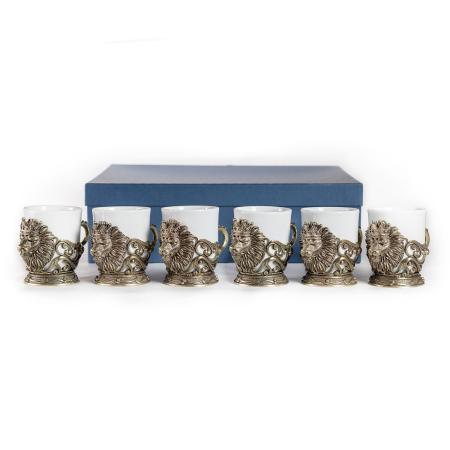 ЛАТУННАЯ КОФЕЙНАЯ ЧАШКА "ЛЕВ VIP" 6 ШТ