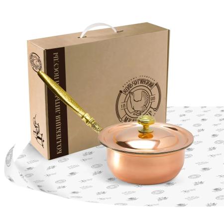 СОТЕЙНИК МЕДНЫЙ "КМ" С КРЫШКОЙ (ЛУЖЕНИЕ) 1,5 ЛИТРА – КОЛЬЧУГИНСКИЙ МЕЛЬХИОР