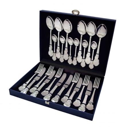 СЕРЕБРЯНЫЙ СТОЛОВЫЙ НАБОР "ВЕНЕЦИЯ" (24 ПРЕДМЕТА) - СЕВЕРНАЯ ЧЕРНЬ