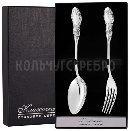 СЕРЕБРЯНЫЙ СТОЛОВЫЙ НАБОР "ЧЕРЕМУХА" (2 ПРЕДМЕТА) – МСТЕРСКИЙ ЮВЕЛИР