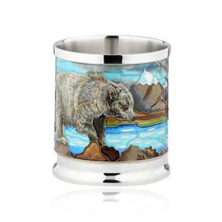 СЕРЕБРЯНЫЙ СТАКАН ДЛЯ ВИСКИ "МЕДВЕДЬ" – РУССКИЕ САМОЦВЕТЫ