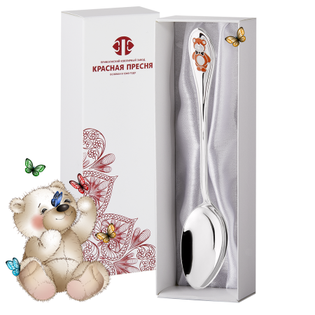 СЕРЕБРЯНАЯ ДЕТСКАЯ ЛОЖКА "МИШКА" 930667 – КРАСНАЯ ПРЕСНЯ