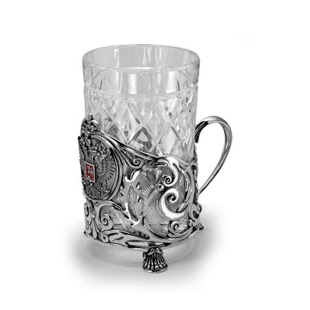 СЕРЕБРЯНЫЙ ПОДСТАКАННИК "С ГЕРБОМ РОССИИ" – КРАСНАЯ ПРЕСНЯ