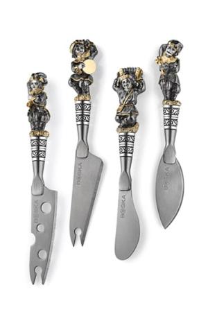 СЕРЕБРЯНЫЙ НАБОР НОЖЕЙ ДЛЯ СЫРА "СКОМОРОХИ" – АЛЬТМАСТЕР