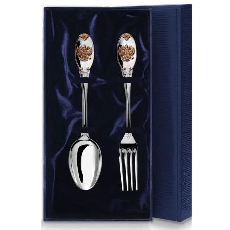 СЕРЕБРЯНЫЙ СТОЛОВЫЙ НАБОР "ЕДИНСТВО" С ПОЗОЛОТОЙ (2 ПРЕДМЕТА) – АРГЕНТА