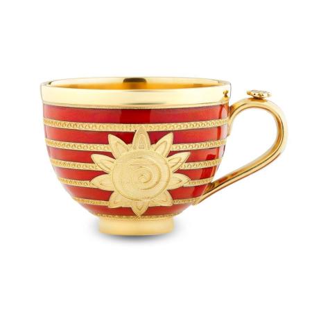 СЕРЕБРЯНАЯ ЧАЙНАЯ ЧАШКА "МАСЛЕНИЦА" - РУССКИЕ САМОЦВЕТЫ