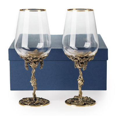 БОКАЛ ДЛЯ ВИНА "ВИНОГРАДНАЯ ЛОЗА" ЛАТУННЫЙ 2 ШТ