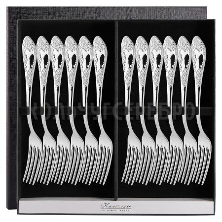 СЕРЕБРЯНЫЙ СТОЛОВЫЙ НАБОР "ИМПЕРАТОРСКИЙ" М-12 (12 ВИЛОК) – ПАВЛОВСКИЙ ЗАВОД