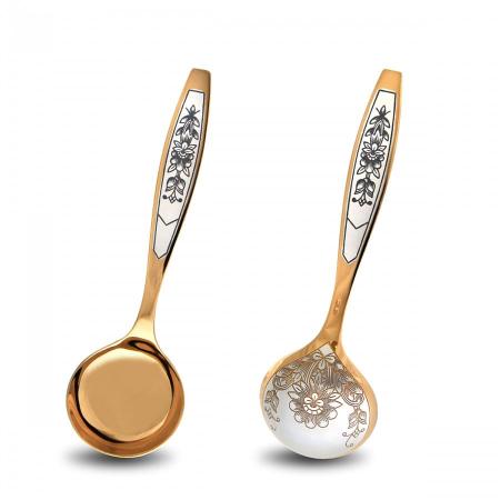 СЕРЕБРЯНАЯ ЛОЖКА ДЛЯ ВАРЕНЬЯ "АСТРА" С ПОЗОЛОТОЙ - СЕВЕРНАЯ ЧЕРНЬ