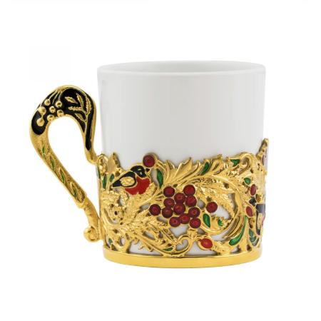 ЧАШКА ЧАЙНАЯ "РЯБИНА" С ПОЗОЛОТОЙ – КОЛЬЧУГИНСКИЙ МЕЛЬХИОР