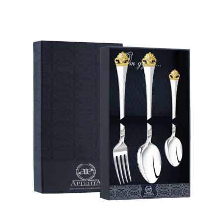 СТОЛОВЫЙ НАБОР ИЗ СЕРЕБРА "АФИНА" С ПОЗОЛОТОЙ (3 ПРЕДМЕТА) – АРГЕНТА