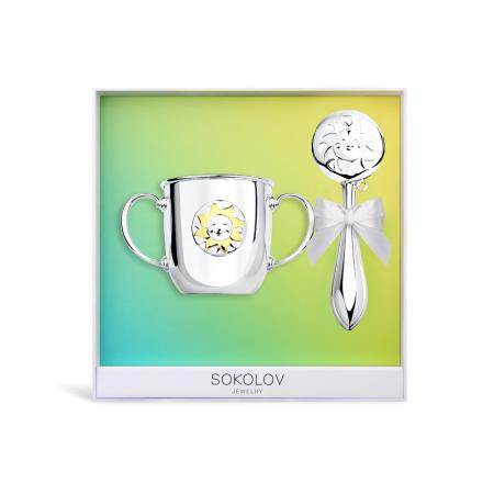 ДЕТСКИЙ ПОИЛЬНИК С ПОГРЕМУШКОЙ "СОЛНЫШКО" С ПОЗОЛОТОЙ – SOKOLOV