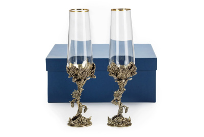 БОКАЛ ДЛЯ ШАМПАНСКОГО "ЗЕМЛЯНИКА" ЛАТУННЫЙ 2 ШТ.