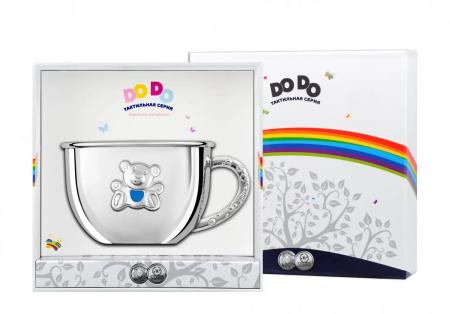 ДЕТСКАЯ БУЛЬОННИЦА "МИШКА" С ГОЛУБОЙ ЭМАЛЬЮ – КОЛЬЧУГИНСКИЙ МЕЛЬХИОР