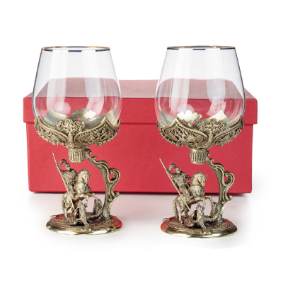 БОКАЛЫ ДЛЯ КОНЬЯКА "ГЕОРГИЙ ПОБЕДОНОСЕЦ" ЛАТУННЫЙ (2 ШТ)