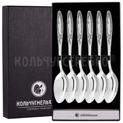 ДЕСЕРТНЫЙ НАБОР ИЗ МЕЛЬХИОРА "ПЛАМЯ" (6 ДЕСЕРТНЫХ ЛОЖЕК) – КОЛЬЧУГИНСКИЙ МЕЛЬХИОР