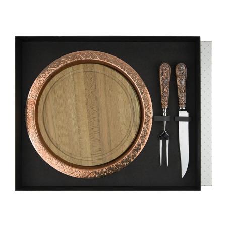 МЕДНЫЙ НАБОР ДЛЯ МЯСА "ЛОСЬ" (4 ПРЕДМЕТА) – КОЛЬЧУГИНСКИЙ МЕЛЬХИОР