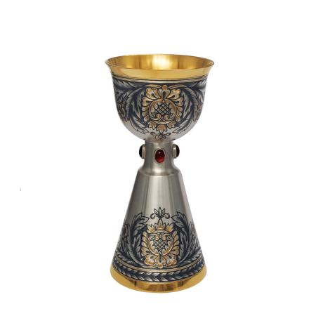 СЕРЕБРЯНЫЙ БОКАЛ "ПОДАРОЧНЫЙ" С ПОЗОЛОТОЙ  – СЕВЕРНАЯ ЧЕРНЬ