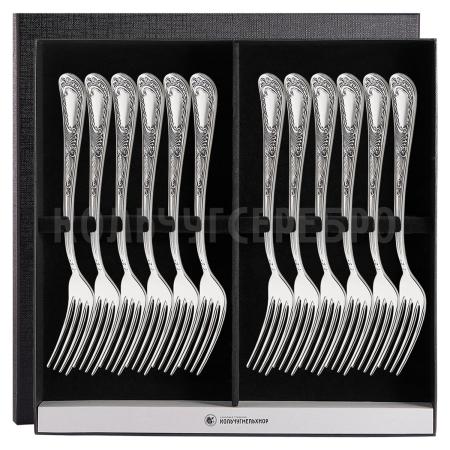 СТОЛОВЫЙ НАБОР ИЗ МЕЛЬХИОРА "ГЛОРИЯ" С ЧЕРНЕНИЕМ (12 ВИЛОК) – МСТЕРСКИЙ ЮВЕЛИР