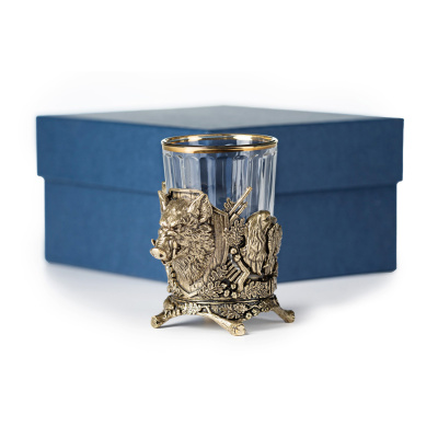 СТОПКА "ОХОТА-КАБАН" ТРОФЕЙНАЯ ЛАТУННАЯ