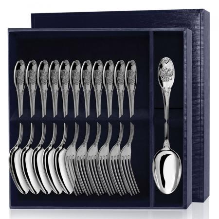 СЕРЕБРЯНЫЙ СТОЛОВЫЙ НАБОР "ЕДИНСТВО" (6 ЛОЖЕК, 6 ВИЛОК) – АРГЕНТА